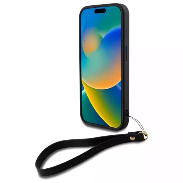 DKNY Wrist Strap Stock Logo iPhone 16 Case - Black 9