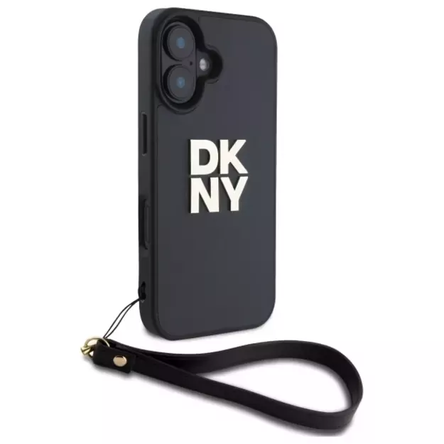 DKNY Wrist Strap Stock Logo iPhone 16 Case - Black 8