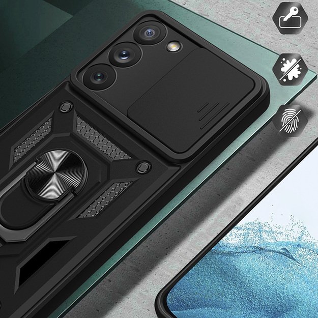 Hybrid Armor Camshield case for Samsung Galaxy A54 5G armored case with camera cover black 3