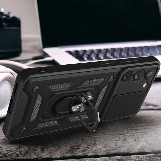 Hybrid Armor Camshield case for Samsung Galaxy A54 5G armored case with camera cover black 5
