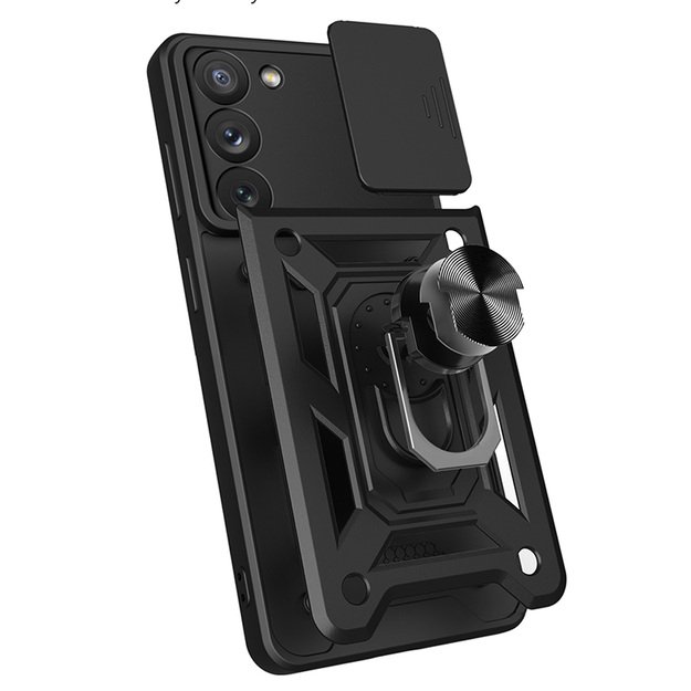 Hybrid Armor Camshield case for Samsung Galaxy A54 5G armored case with camera cover black 7