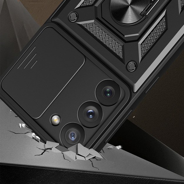 Hybrid Armor Camshield case for Samsung Galaxy A54 5G armored case with camera cover black 1