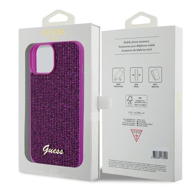 Guess Disco Metal Script case for iPhone 15 - pink 7