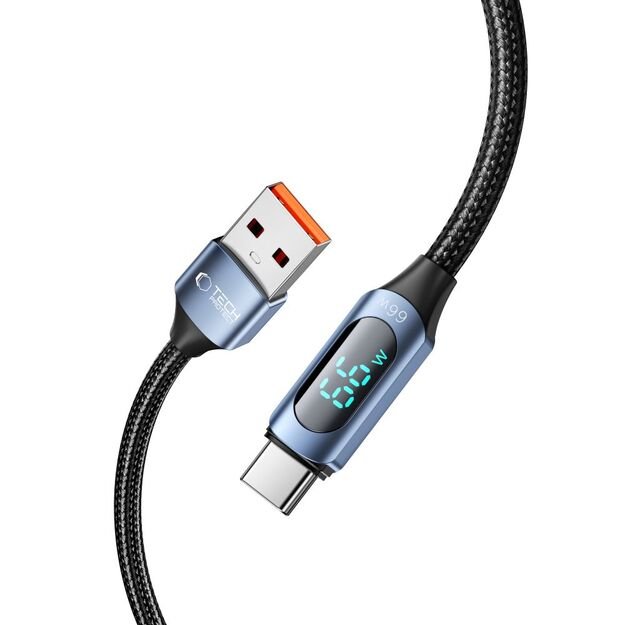 Tech-Protect UltraBoost Cable with LED Display USB-C / USB-A 66W 6A 1m - Blue 1
