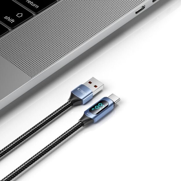 Tech-Protect UltraBoost Cable with LED Display USB-C / USB-A 66W 6A 1m - Blue 3
