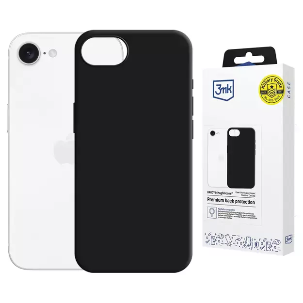 3mk Hardy MagSilicone Case for Apple iPhone 16E - Black
