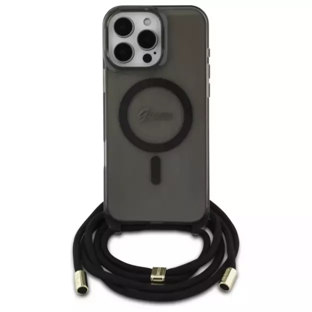 Guess Crossbody Cord Script MagSafe Case for iPhone 16 Pro - Black 7