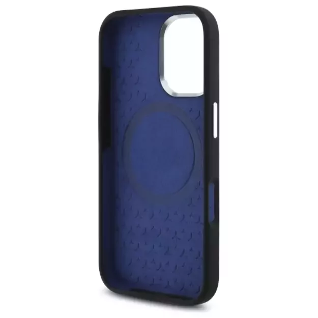 Mercedes Silicone Blue Stripe MagSafe iPhone 16 Case - Black 13