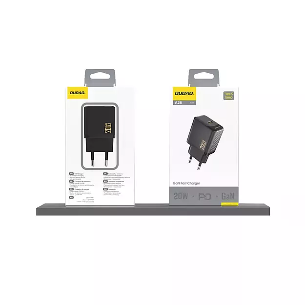 Dudao A26 PD20W GaN USB-C Charger - Black 3