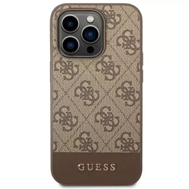 Guess GUHCP14LG4GLBR iPhone 14 Pro 6,1  brązowy/brown hard case 4G Stripe Collection 9