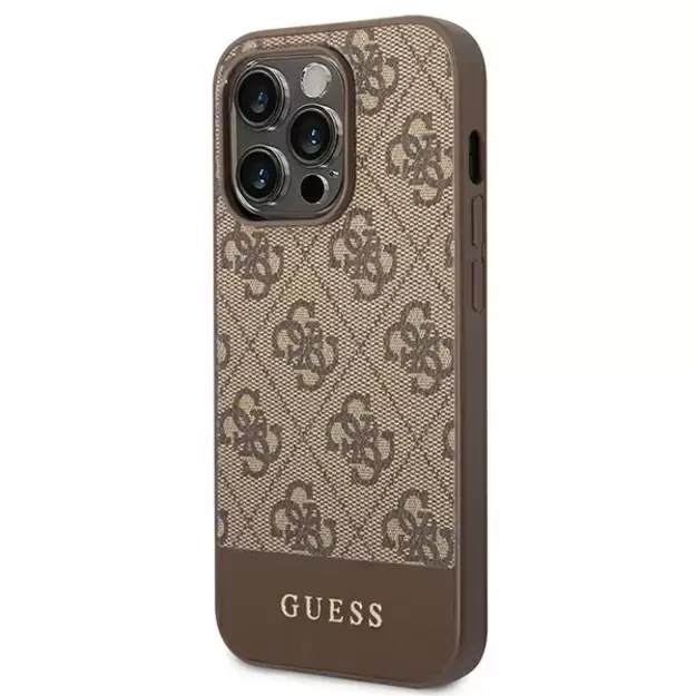 Guess GUHCP14LG4GLBR iPhone 14 Pro 6,1  brązowy/brown hard case 4G Stripe Collection 8