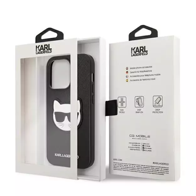 Karl Lagerfeld KLHCP14LSAPCHK iPhone 14 Pro 6,1  hardcase czarny/black Saffiano Choupette Head Patch 14