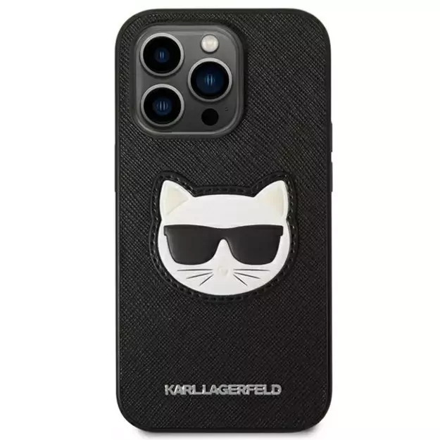 Karl Lagerfeld KLHCP14LSAPCHK iPhone 14 Pro 6,1  hardcase czarny/black Saffiano Choupette Head Patch 9
