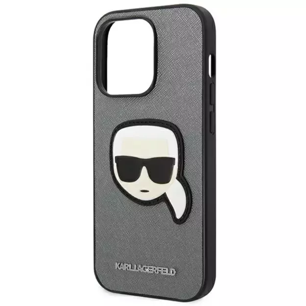 Karl Lagerfeld KLHCP14XSAPKHG iPhone 14 Pro Max 6,7  srebrny/silver hardcase Saffiano Karl`s Head Patch 12