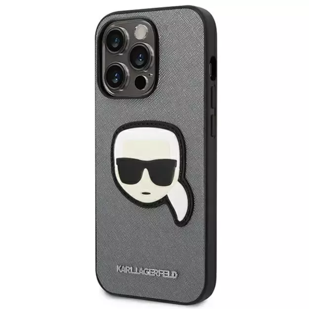 Karl Lagerfeld KLHCP14XSAPKHG iPhone 14 Pro Max 6,7  srebrny/silver hardcase Saffiano Karl`s Head Patch 8