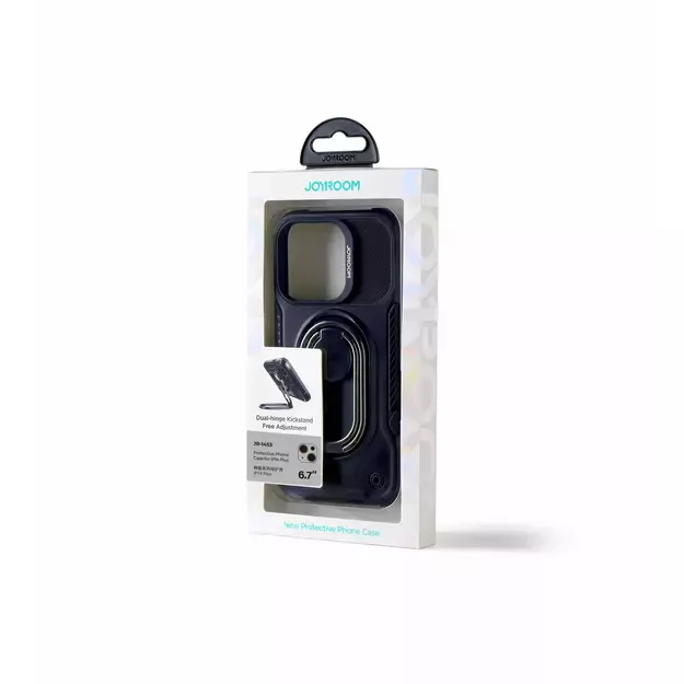 Joyroom Dual Hinge case for iPhone 14 Plus armored case with a stand and a ring holder black 18