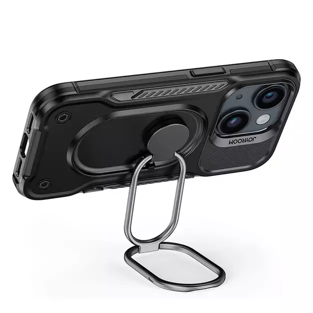 Joyroom Dual Hinge case for iPhone 14 Plus armored case with a stand and a ring holder black 11