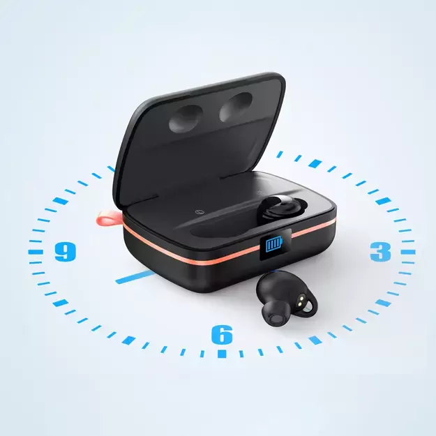 Choetech TWS wireless headphones waterproof with solar panel and built-in 2500mAh powerbank black (BH-T05) 10