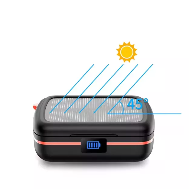 Choetech TWS wireless headphones waterproof with solar panel and built-in 2500mAh powerbank black (BH-T05) 8