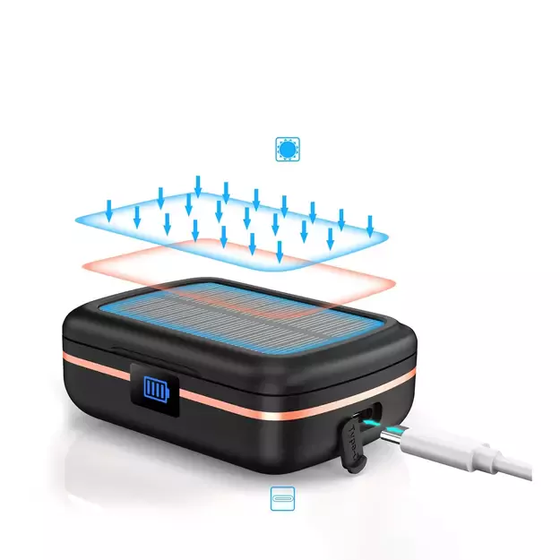 Choetech TWS wireless headphones waterproof with solar panel and built-in 2500mAh powerbank black (BH-T05) 5