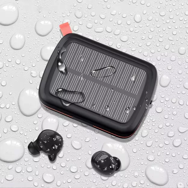 Choetech TWS wireless headphones waterproof with solar panel and built-in 2500mAh powerbank black (BH-T05) 2