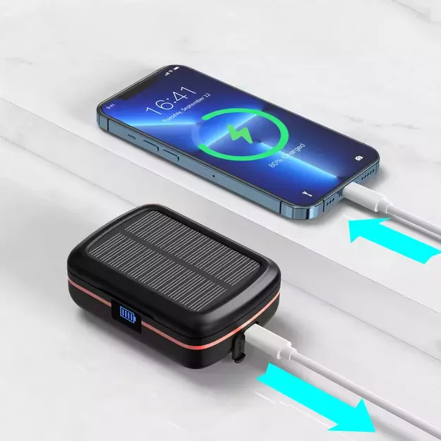 Choetech TWS wireless headphones waterproof with solar panel and built-in 2500mAh powerbank black (BH-T05) 9