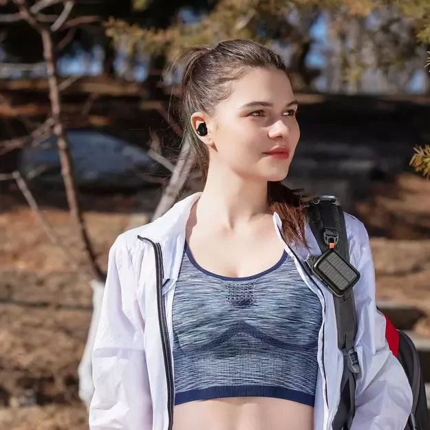 Choetech TWS wireless headphones waterproof with solar panel and built-in 2500mAh powerbank black (BH-T05) 7