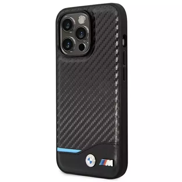 Case BMW BMHCP14L22NBCK iPhone 14 Pro 6.1 &quot black / black Leather Carbon 1