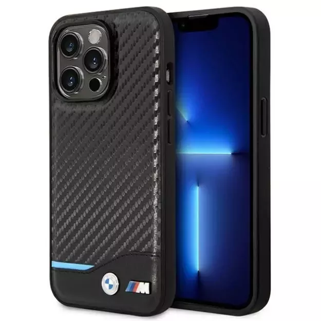 Case BMW BMHCP14L22NBCK iPhone 14 Pro 6.1 &quot black / black Leather Carbon
