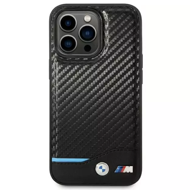 Case BMW BMHCP14L22NBCK iPhone 14 Pro 6.1 &quot black / black Leather Carbon 2