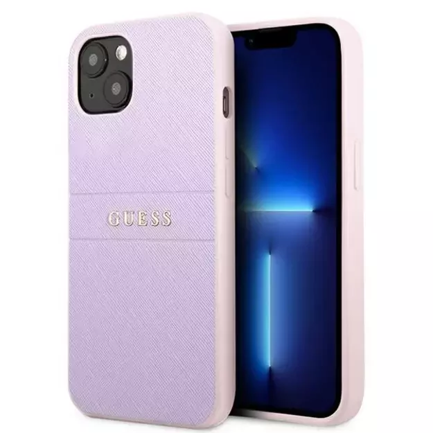 Guess GUHCP13SPSASBPU iPhone 13 mini 5,4 &quot purple / purple Saffiano Hot Stamp &amp  Metal Logo