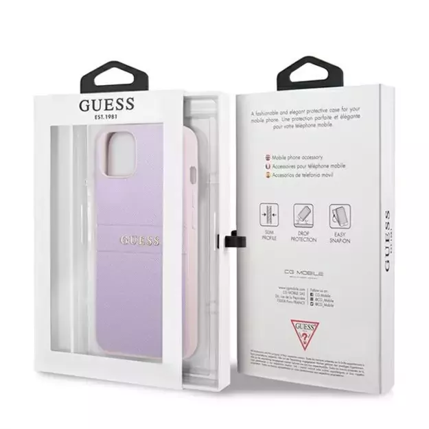 Guess GUHCP13SPSASBPU iPhone 13 mini 5,4 &quot purple / purple Saffiano Hot Stamp &amp  Metal Logo 7