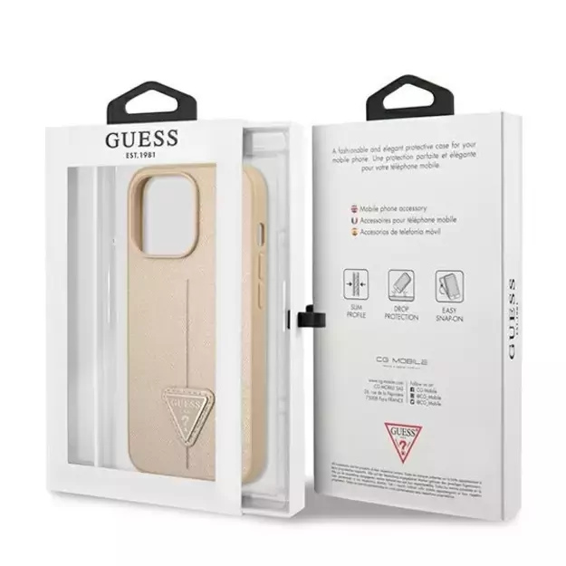 Guess GUHCP14LPSATLE iPhone 14 Pro 6,1 &quot beige / beige hardcase SaffianoTriangle Logo 7