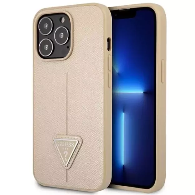 Guess GUHCP14LPSATLE iPhone 14 Pro 6,1 &quot beige / beige hardcase SaffianoTriangle Logo