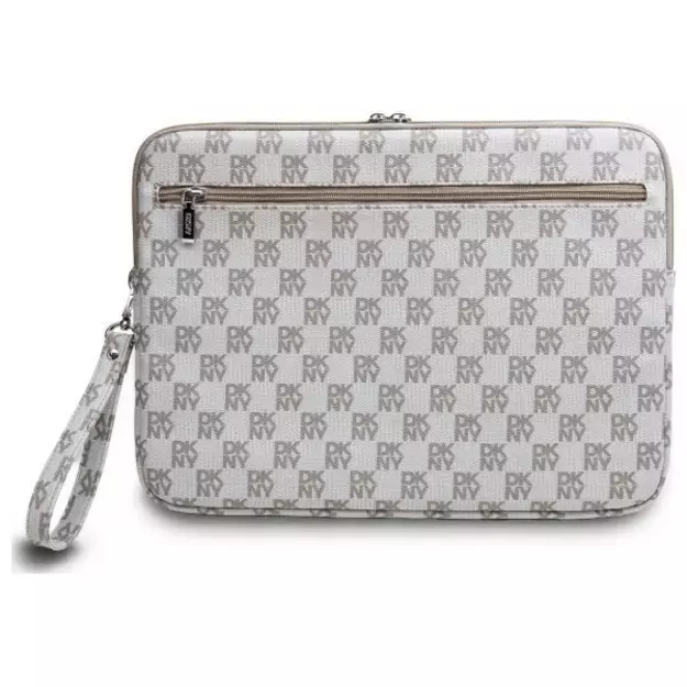 DKNY Sleeve Checkered Pattern Printed Stripes 16&quot  Laptop Case - Beige 4