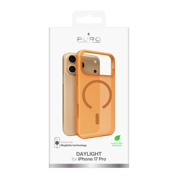 Puro Daylight Magsafe Compatible Silicone Case for iPhone 17 Pro - Translucent Orange 1