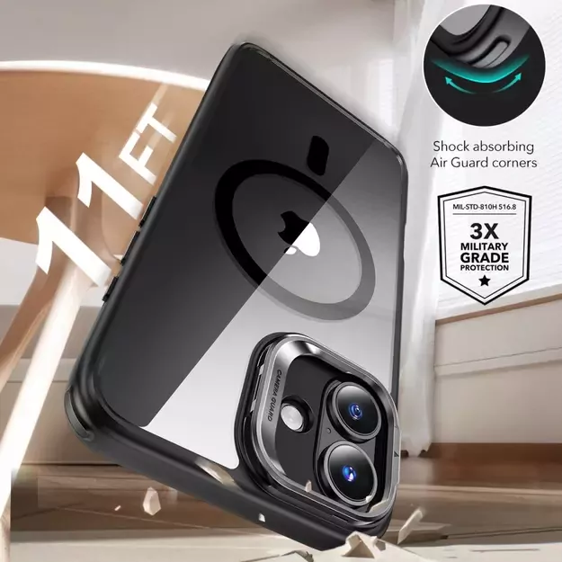ESR Classic Hybrid Kickstand Halolock MagSafe iPhone 16 Plus + Tempered Glass Screen Protector - Black 2