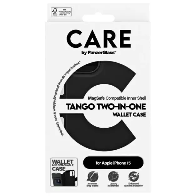 CARE by PanzerGlass Feature Tango 2in1 Wallet MagSafe Case for iPhone 15 - Black 3