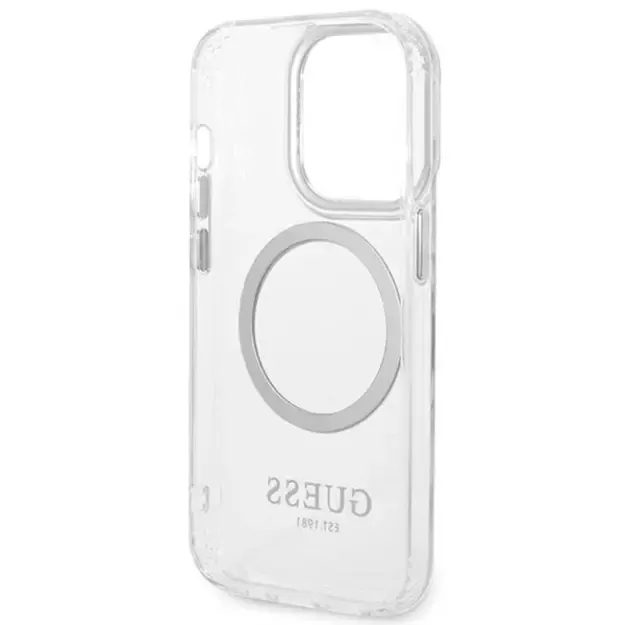 Guess GUHMP14LHTRMS iPhone 14 Pro 6.1&quot  silver/silver hard case Metal Outline Magsafe 6