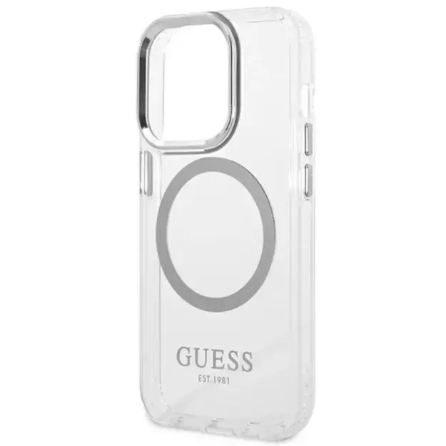 Guess GUHMP14LHTRMS iPhone 14 Pro 6.1&quot  silver/silver hard case Metal Outline Magsafe 5