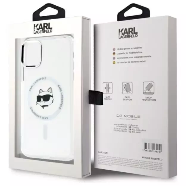 Karl Lagerfeld IML Metal Choupette Head MagSafe iPhone 11 Case - White 7