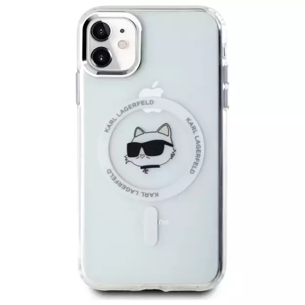 Karl Lagerfeld IML Metal Choupette Head MagSafe iPhone 11 Case - White 2