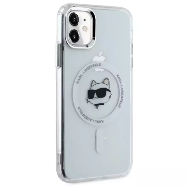 Karl Lagerfeld IML Metal Choupette Head MagSafe iPhone 11 Case - White 3