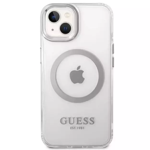Guess GUHMP14SHTRMS iPhone 14 6.1&quot  silver/silver hard case Metal Outline Magsafe 2