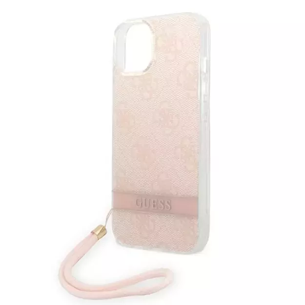 Guess GUOHCP14MH4STP iPhone 14 Plus 6.7 &quot pink / pink hardcase 4G Print Strap 4