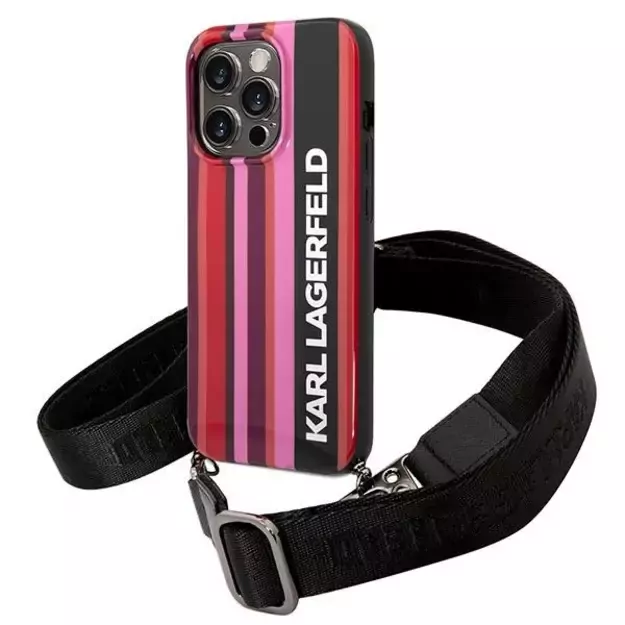 Karl Lagerfeld KLHCP14LSTSTP iPhone 14 Pro 6,1  hardcase różowy/pink Color Stripes Strap