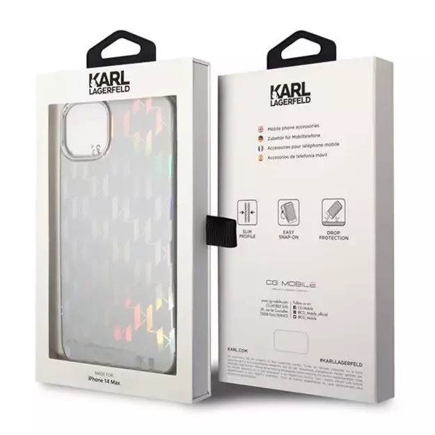 Karl Lagerfeld KLHCP14MLGMMSV3 iPhone 14 Plus 6.7 &quot hardcase silver / silver Monogram Iridescent 14