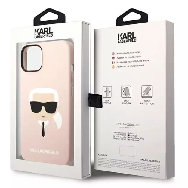 Karl Lagerfeld KLHMP14MSLKHLP iPhone 14 Plus 6,7  hardcase jasnoróżowy/light pink Silicone Karl`s Head Magsafe 4
