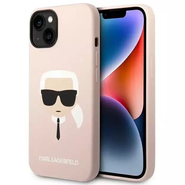 Karl Lagerfeld KLHMP14MSLKHLP iPhone 14 Plus 6,7  hardcase jasnoróżowy/light pink Silicone Karl`s Head Magsafe