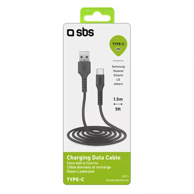SBS TECABLEMICROC15K USB-A - USB-C Cable 1.5m - Black 7